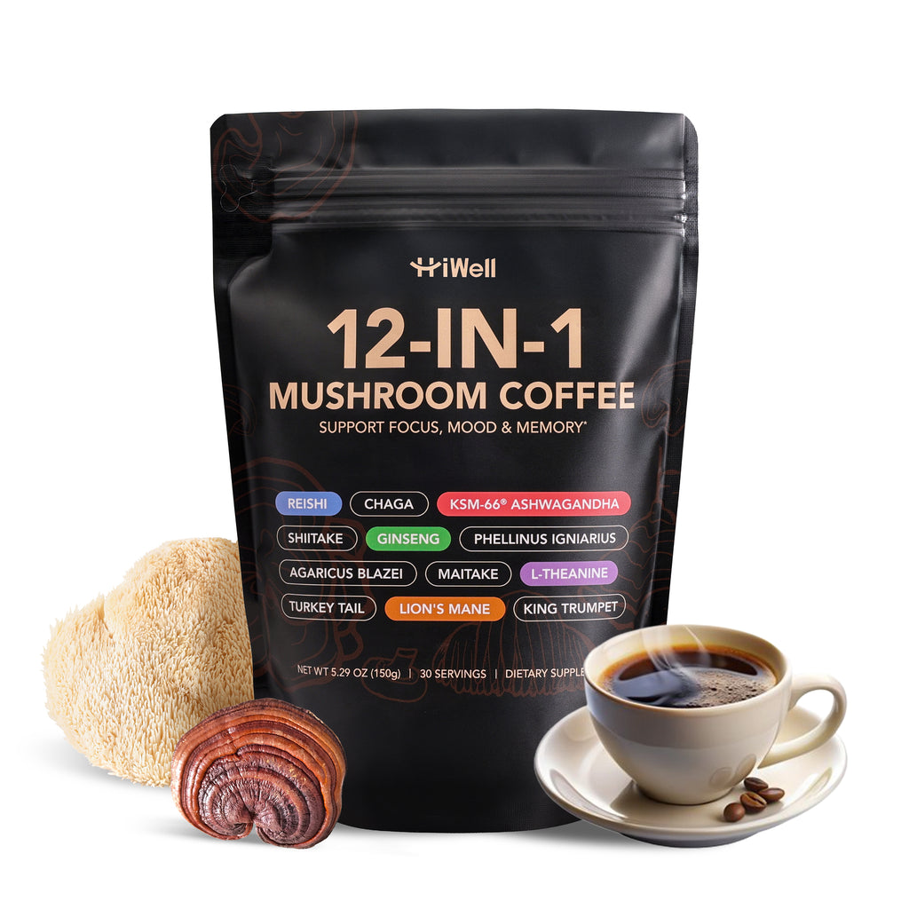 12-in-1 Organic Mushroom Coffee - Lion's Mane, Reishi, Ginseng, KSM-66® Ashwagandha
