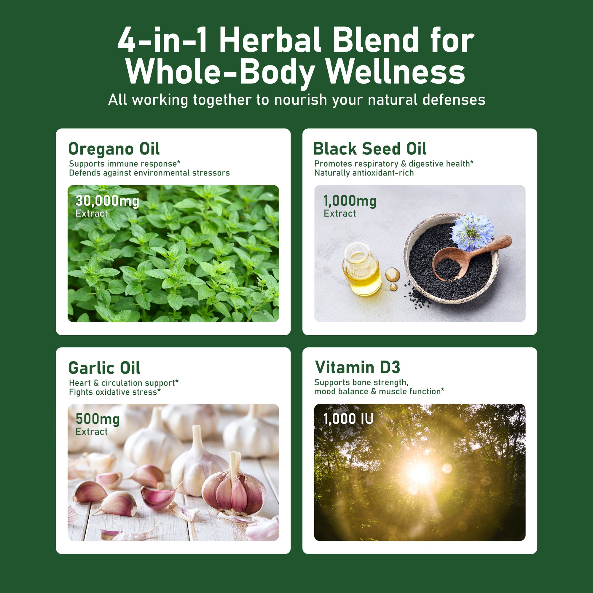 Oil of Oregano with Black Seed Oil Softgels 4-in-1 Immune Support & Digestive Health