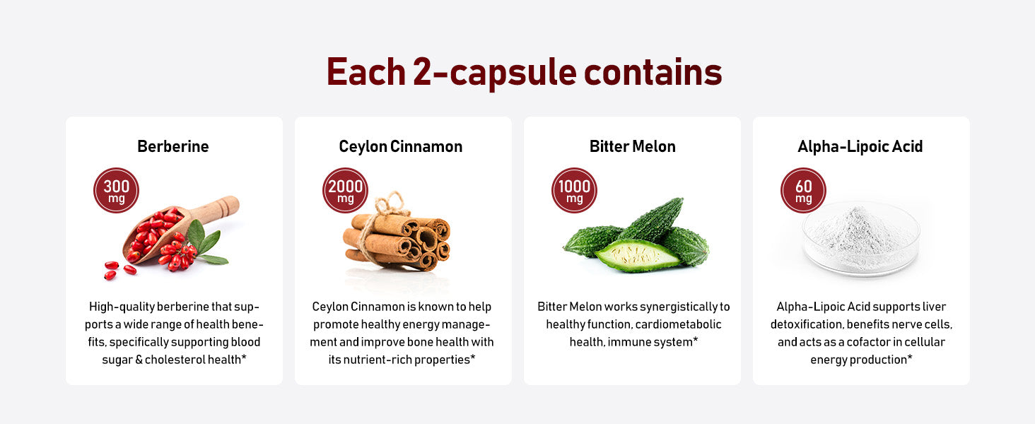 Berberine each 2-capsule contains