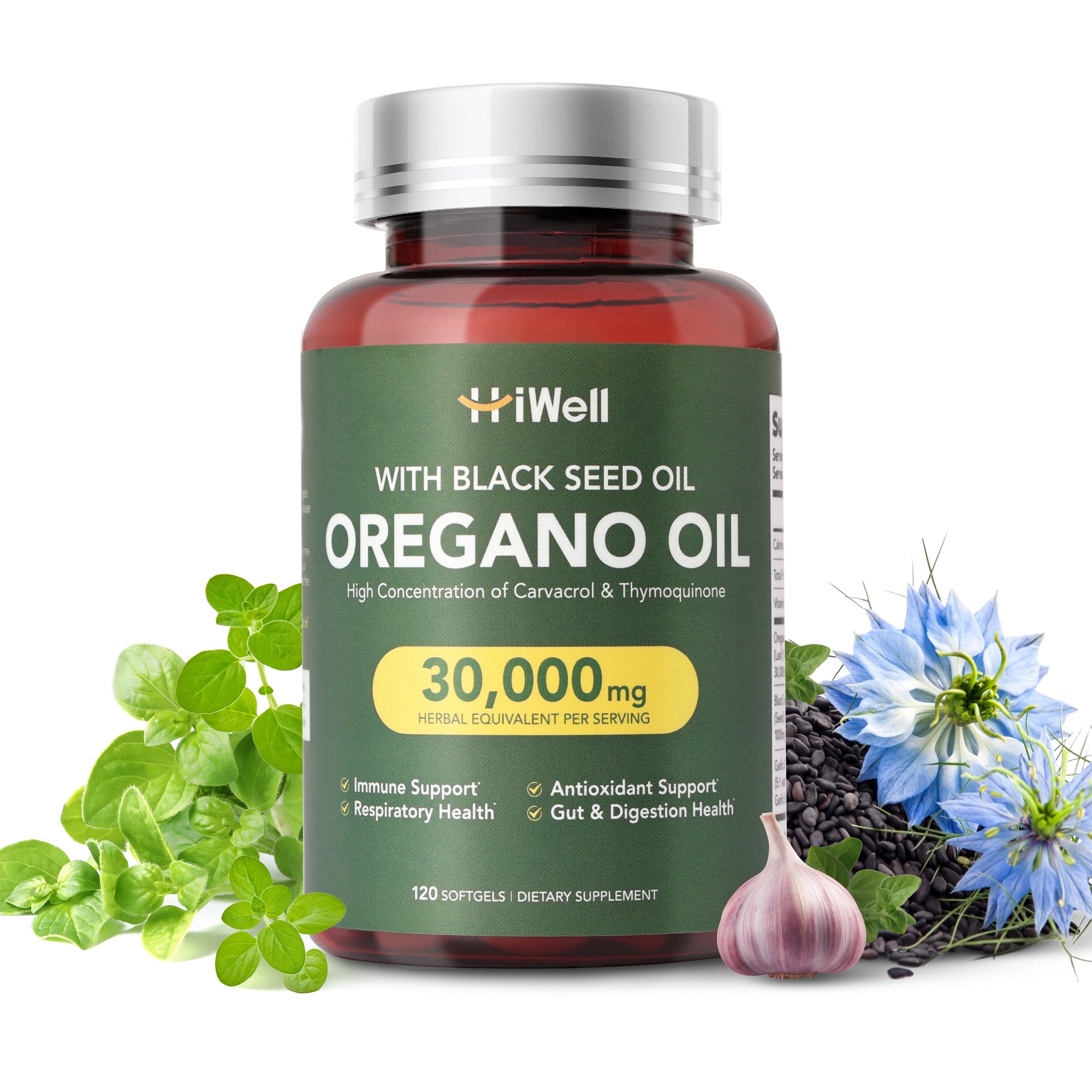 Oil of Oregano with Black Seed Oil Softgels 4-in-1 Immune Support & Digestive Health